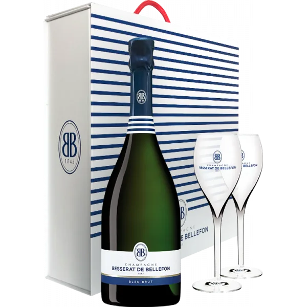 Champagne Besserat de Bellefon - Bleu Brut - en Estuche 2 Copas