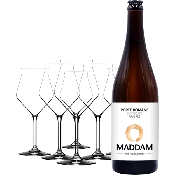 Pack 1 bière Porte Romane + 6 verres à bières craft Lehmann