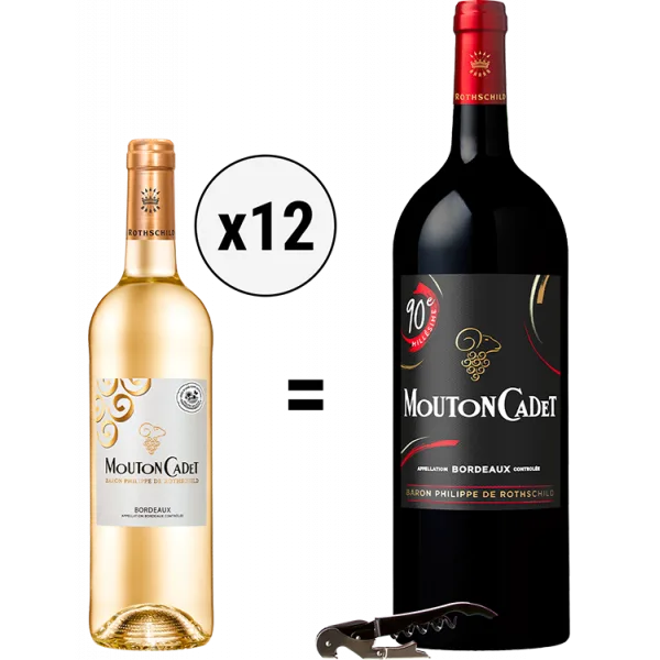 Pack 12 Bottiglie Réserve Mouton Cadet Graves Blanc 2025 + Coltello Sommelier in Omaggio + 1 Magnum in Omaggio