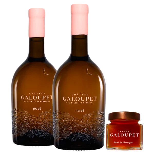 Pack 2 Botellas Château Galoupet 2024 - Cru Classé Rosé + 1 Miel Bio - 100g - De Regalo