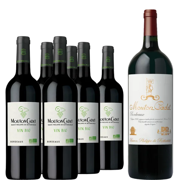 Pack 6 Bottiglie Mouton Cadet Bio 2023 - Baron Philippe de Rothschild + 1 Magnum Mouton Cadet Héritage 2023 In Omaggio