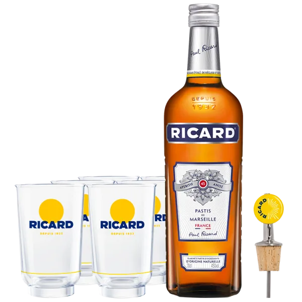 Pack Ricard + 6 Bicchieri Allonge Lehanneur Ricard Nouveau Logo + Bec Verseur